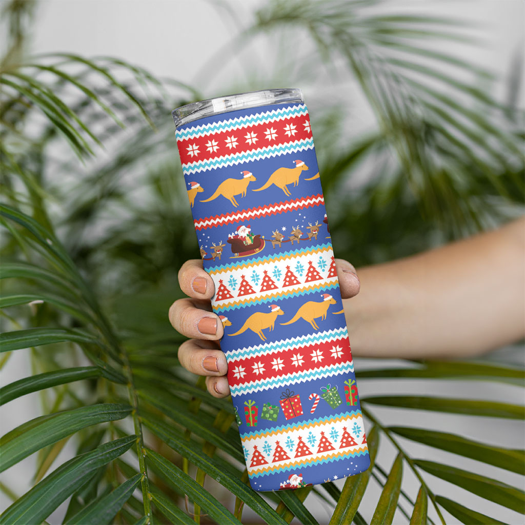 Australia Christmas Skinny Tumbler Xmas Beach Vibes Navy