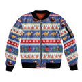 Australia Christmas Sleeve Zip Bomber Jacket Xmas Beach Vibes Navy