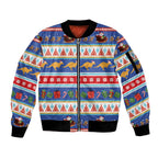 Australia Christmas Sleeve Zip Bomber Jacket Xmas Beach Vibes Navy