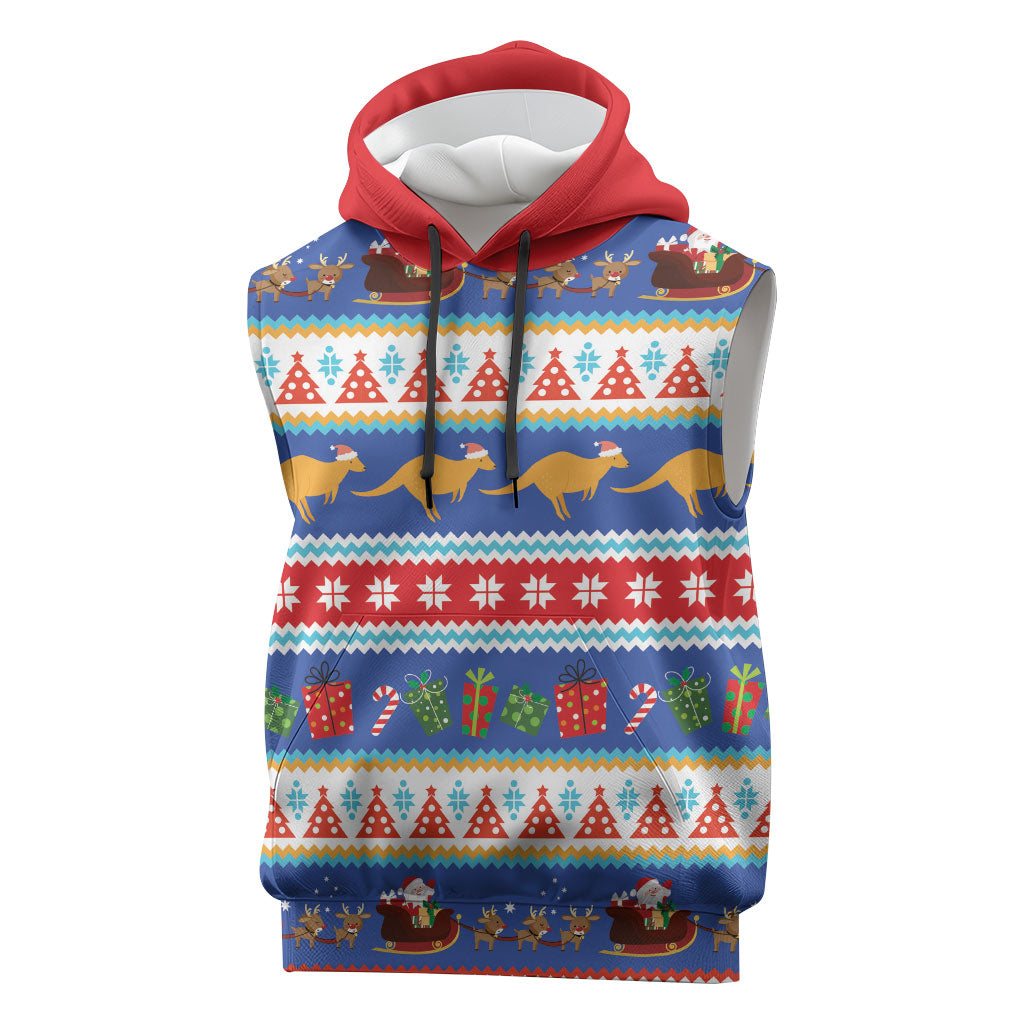 Australia Christmas Sleeveless Hoodie Xmas Beach Vibes Navy
