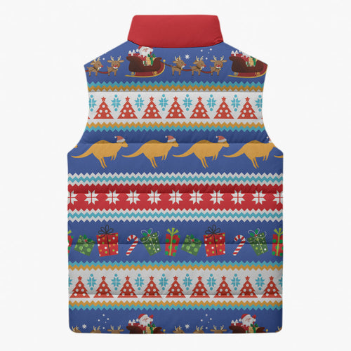 Australia Christmas Sleeveless Puffer Jacket Xmas Beach Vibes Navy