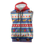 Australia Christmas Sleeveless Zip Hoodie Xmas Beach Vibes Navy