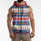 Australia Christmas Sleeveless Zip Hoodie Xmas Beach Vibes Navy