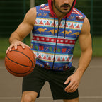 Australia Christmas Sleeveless Zip Hoodie Xmas Beach Vibes Navy