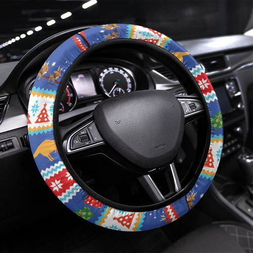 Australia Christmas Steering Wheel Cover Xmas Beach Vibes Navy