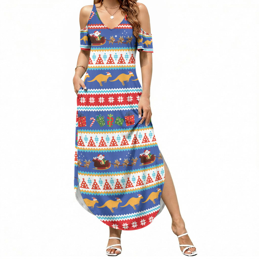 Australia Christmas Summer Maxi Dress Xmas Beach Vibes Navy