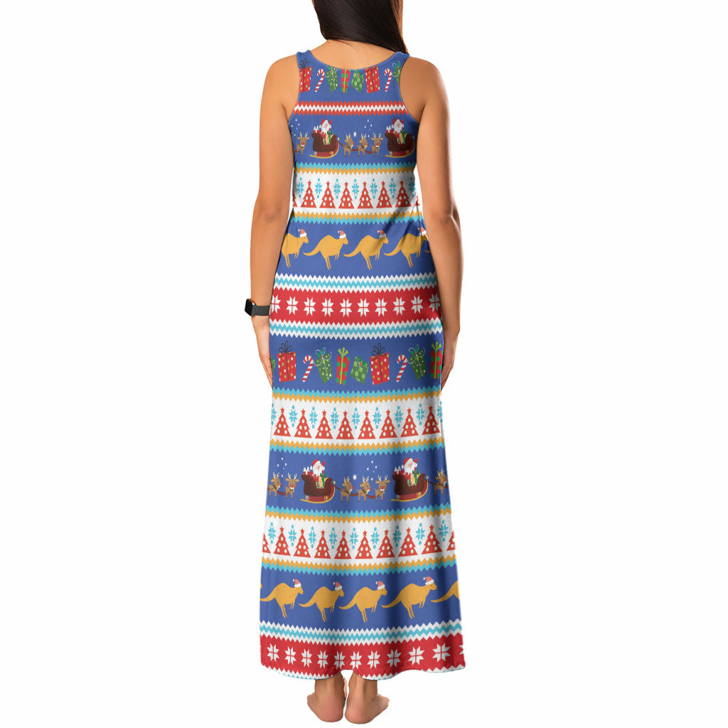 Australia Christmas Tank Maxi Dress Xmas Beach Vibes Navy