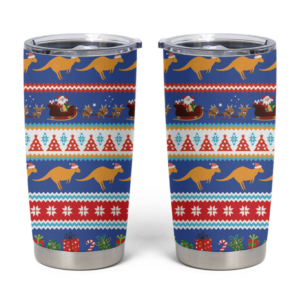Australia Christmas Tumbler Cup Xmas Beach Vibes Navy