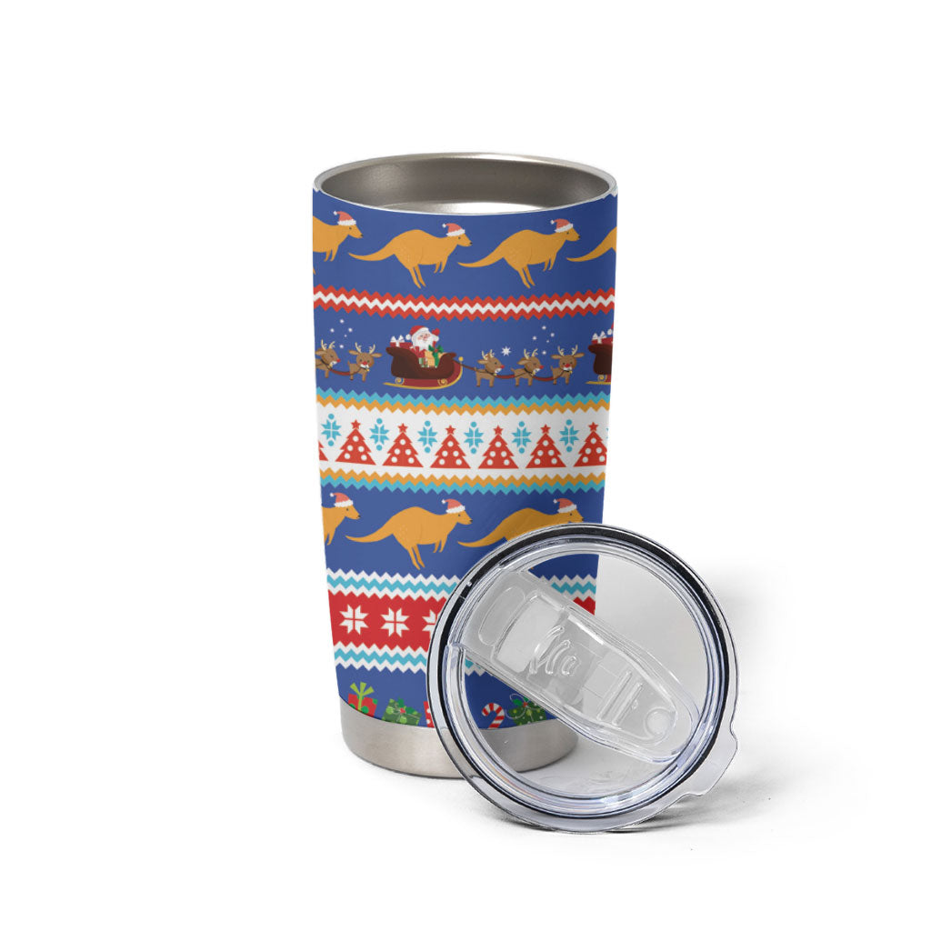 Australia Christmas Tumbler Cup Xmas Beach Vibes Navy