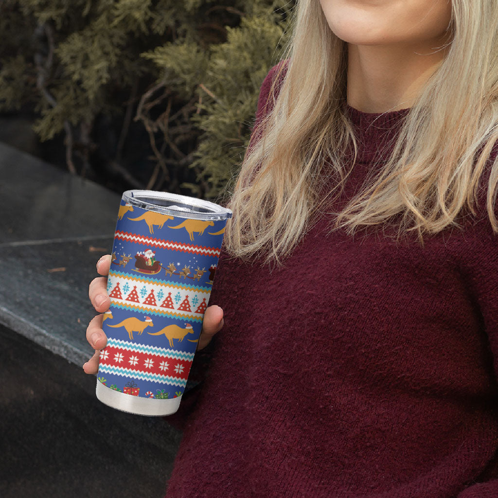 Australia Christmas Tumbler Cup Xmas Beach Vibes Navy