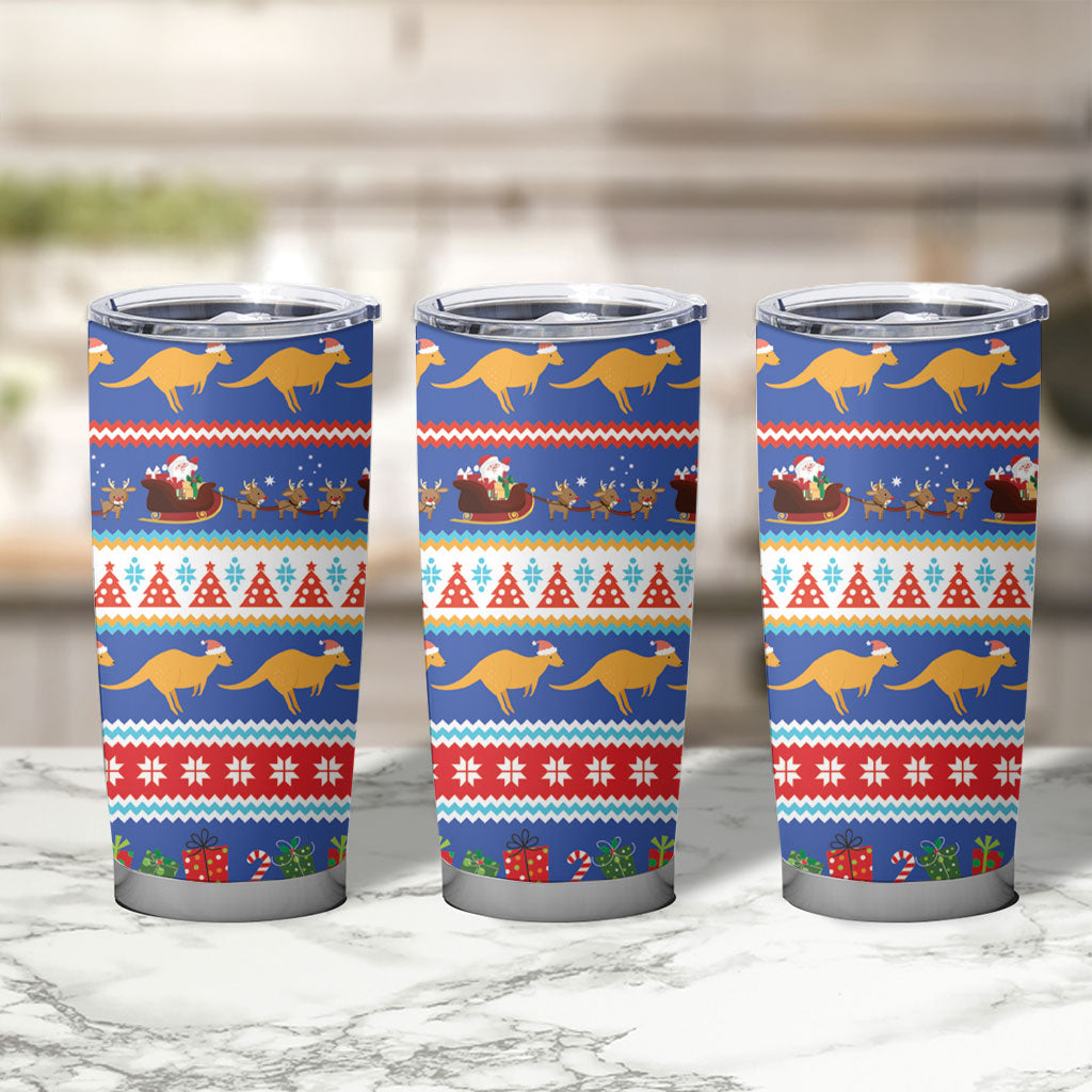 Australia Christmas Tumbler Cup Xmas Beach Vibes Navy