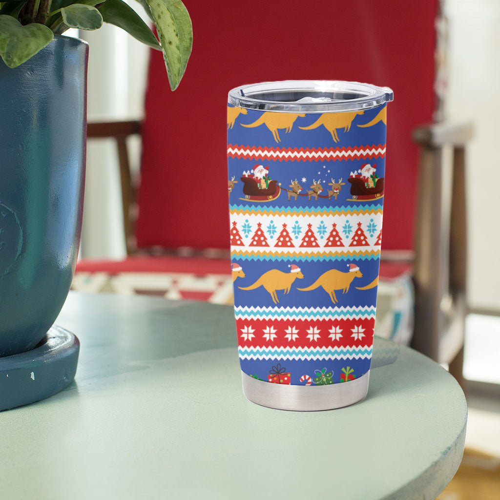 Australia Christmas Tumbler Cup Xmas Beach Vibes Navy