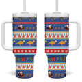 Australia Christmas Tumbler With Handle Xmas Beach Vibes Navy