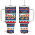 Australia Christmas Tumbler With Handle Xmas Beach Vibes Navy