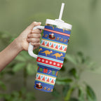 Australia Christmas Tumbler With Handle Xmas Beach Vibes Navy