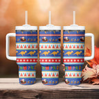 Australia Christmas Tumbler With Handle Xmas Beach Vibes Navy