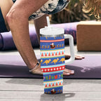 Australia Christmas Tumbler With Handle Xmas Beach Vibes Navy