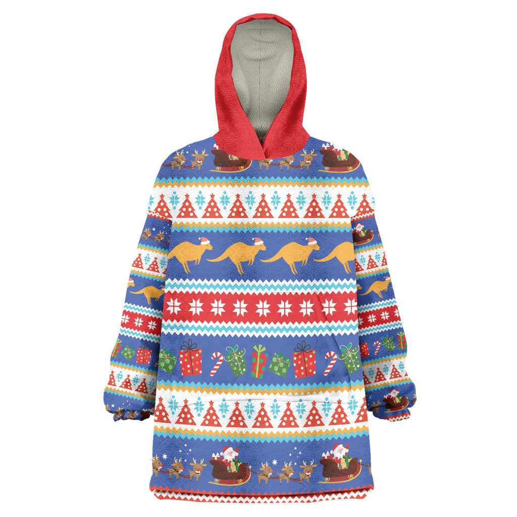 Australia Christmas Wearable Blanket Hoodie Xmas Beach Vibes Navy