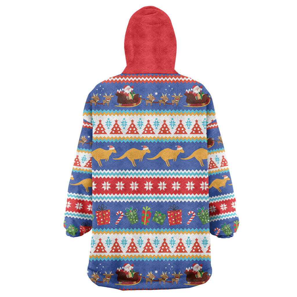 Australia Christmas Wearable Blanket Hoodie Xmas Beach Vibes Navy