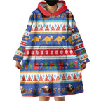 Australia Christmas Wearable Blanket Hoodie Xmas Beach Vibes Navy