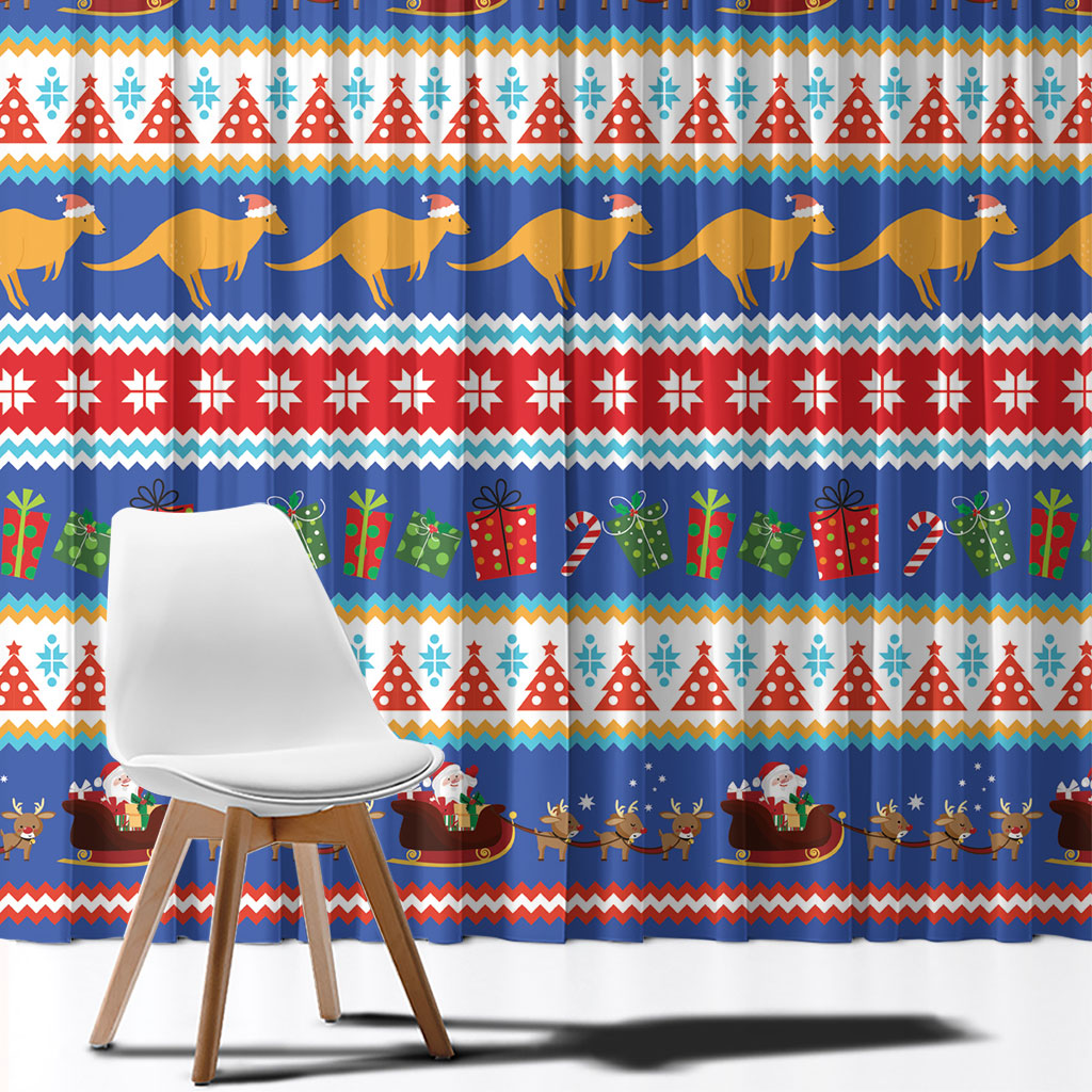 Australia Christmas Window Curtain Xmas Beach Vibes Navy