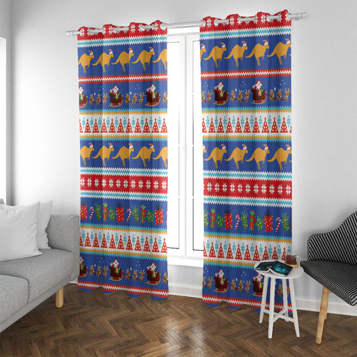 Australia Christmas Window Curtain Xmas Beach Vibes Navy