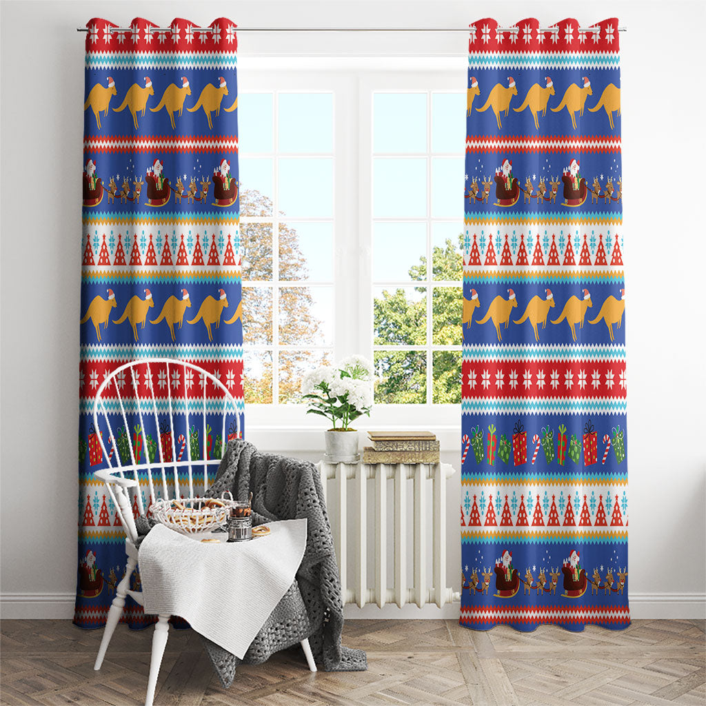 Australia Christmas Window Curtain Xmas Beach Vibes Navy