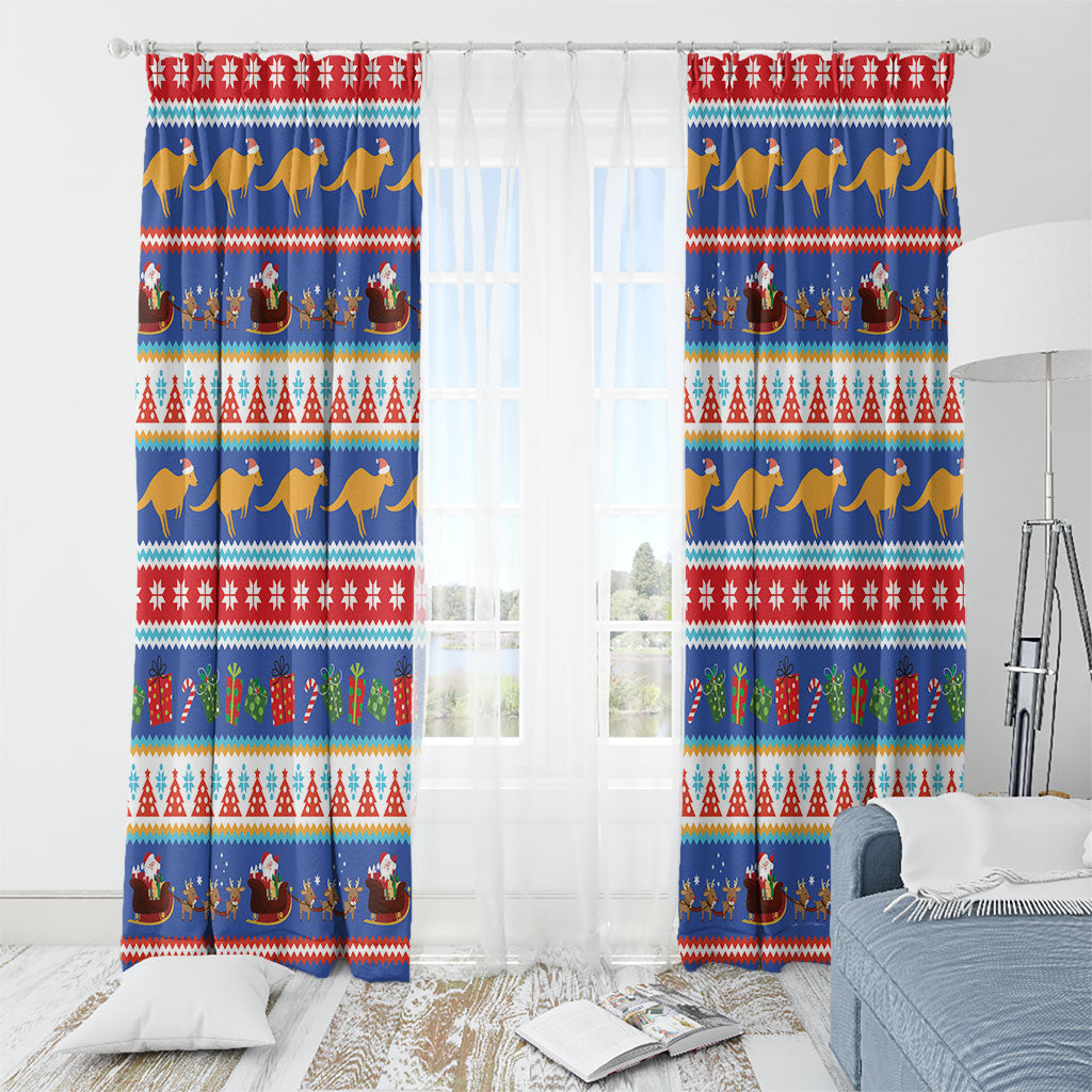 Australia Christmas Window Curtain Xmas Beach Vibes Navy