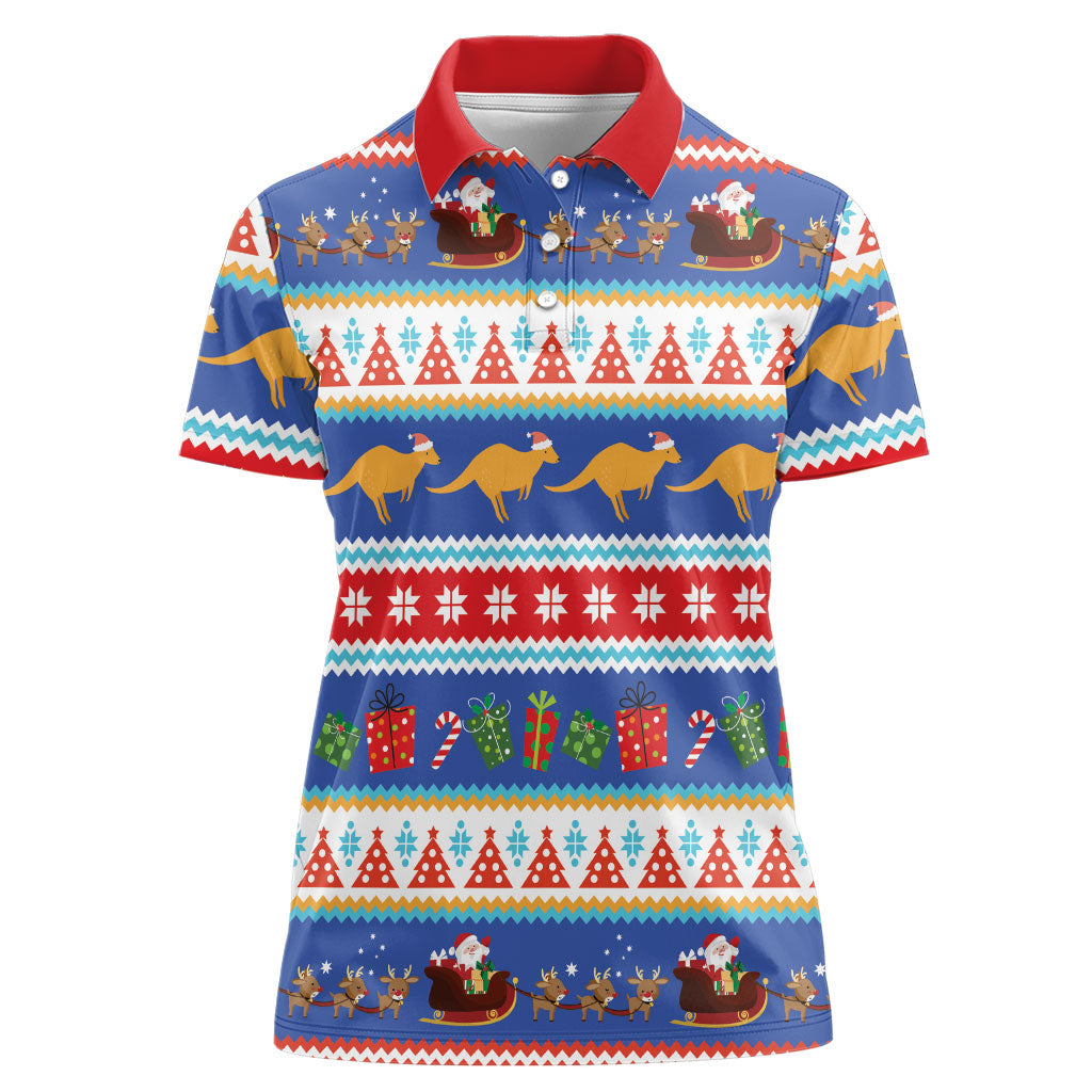 Australia Christmas Women Polo Shirt Xmas Beach Vibes Navy