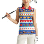 Australia Christmas Women Sleeveless Polo Shirt Xmas Beach Vibes Navy