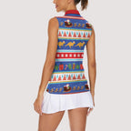 Australia Christmas Women Sleeveless Polo Shirt Xmas Beach Vibes Navy