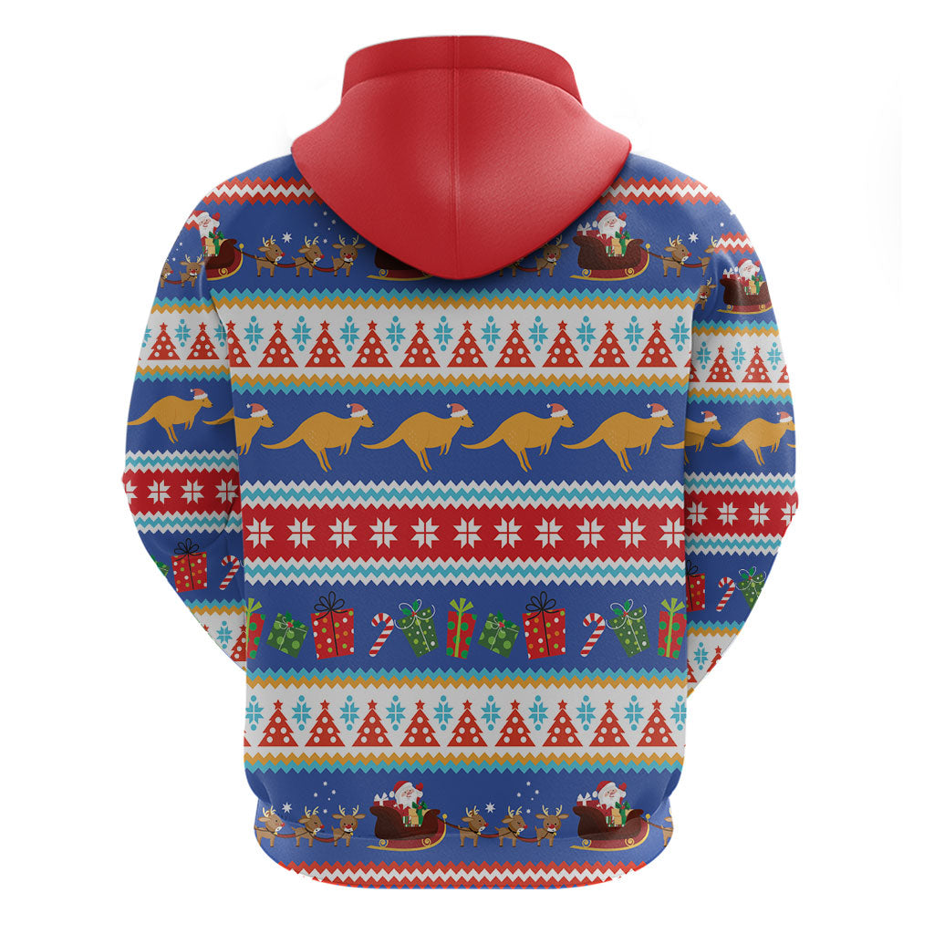 Australia Christmas Zip Hoodie Xmas Beach Vibes Navy