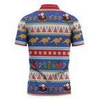Australia Christmas Zipper Polo Shirt Xmas Beach Vibes Navy