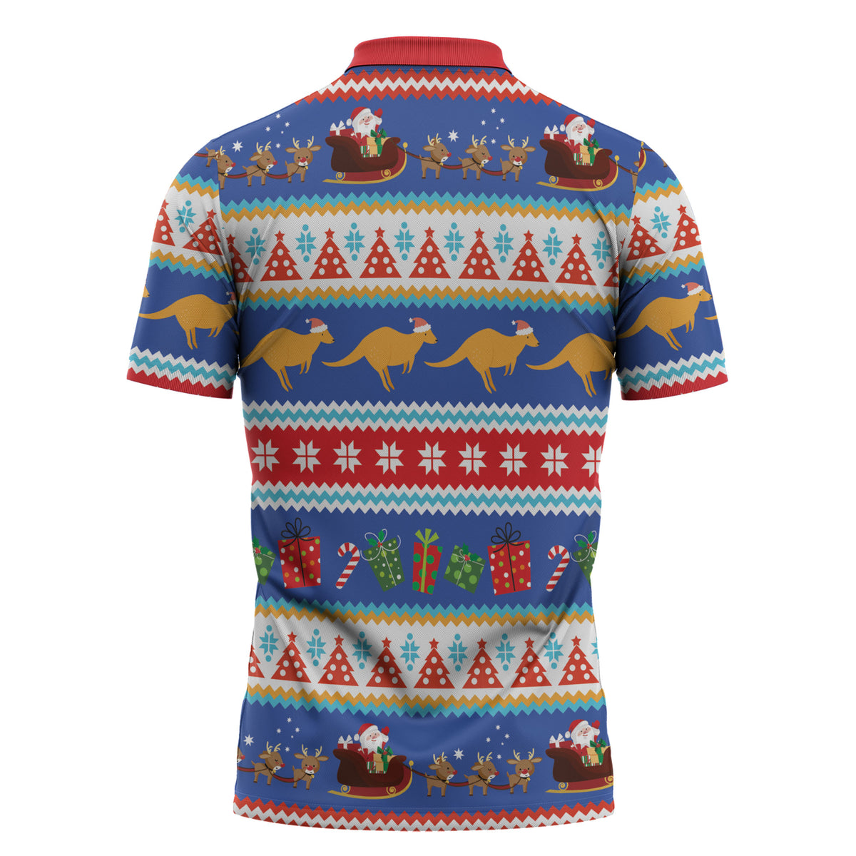 Australia Christmas Zipper Polo Shirt Xmas Beach Vibes Navy
