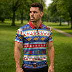 Australia Christmas Zipper Polo Shirt Xmas Beach Vibes Navy