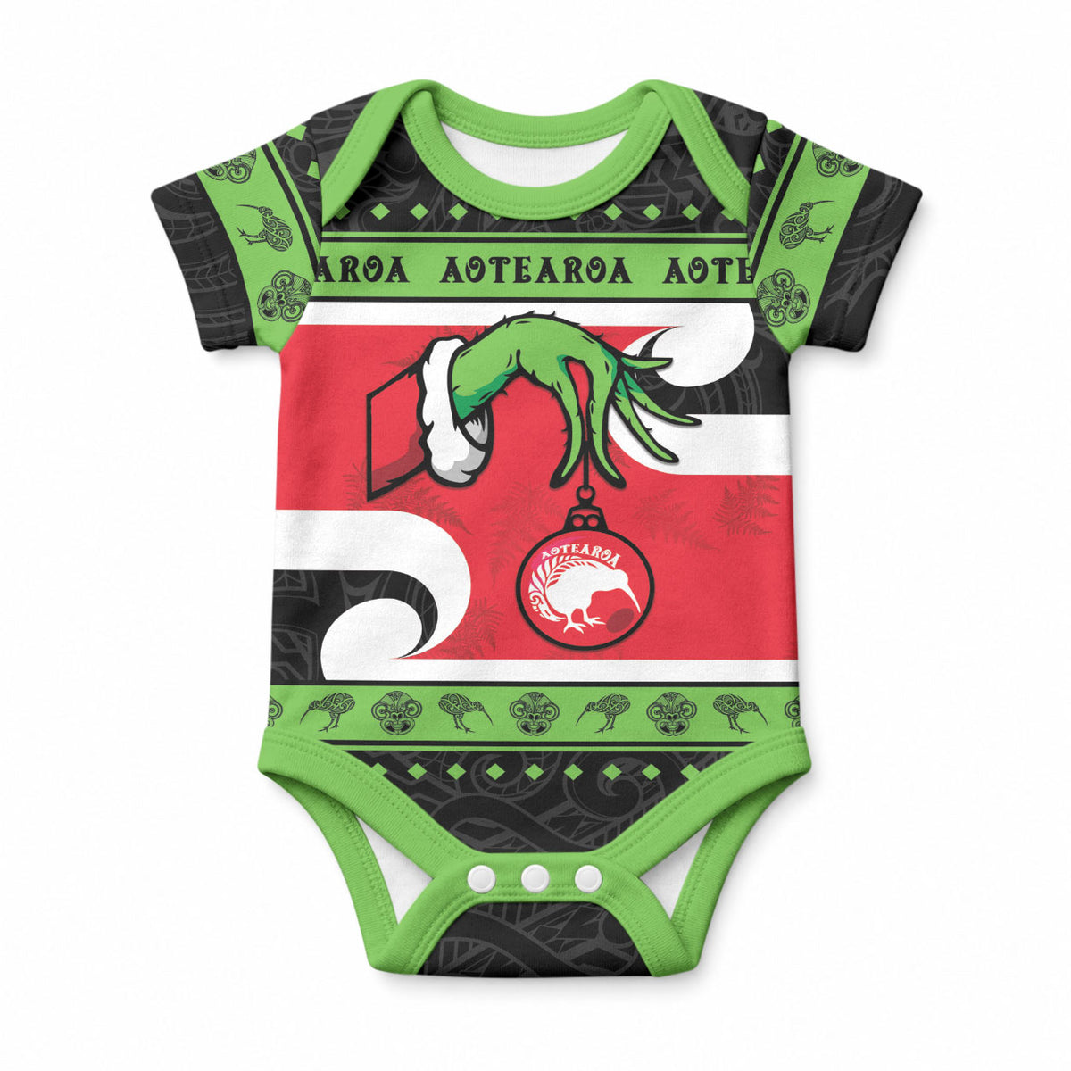 New Zealand Funny Christmas Baby Onesie Maori Tiki