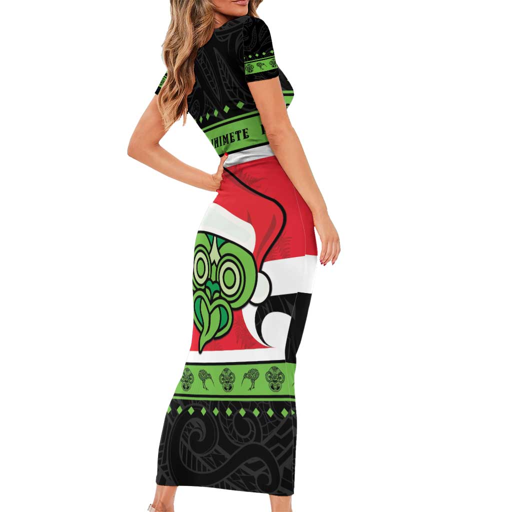 New Zealand Funny Christmas Family Matching Short Sleeve Bodycon Dress and Hawaiian Shirt Maori Tiki