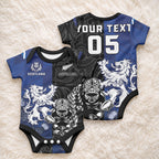 New Zealand And Scotland Rugby Custom Baby Onesie Maori Tiki With Thistle Together