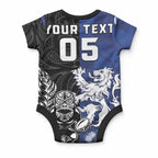 New Zealand And Scotland Rugby Custom Baby Onesie Maori Tiki With Thistle Together
