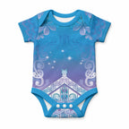 New Zealand Matariki Baby Onesie Maori Marae Cyan Galaxy
