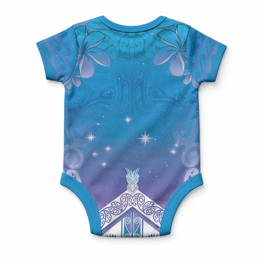 New Zealand Matariki Baby Onesie Maori Marae Cyan Galaxy