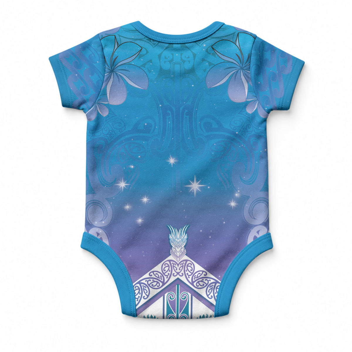 New Zealand Matariki Baby Onesie Maori Marae Cyan Galaxy