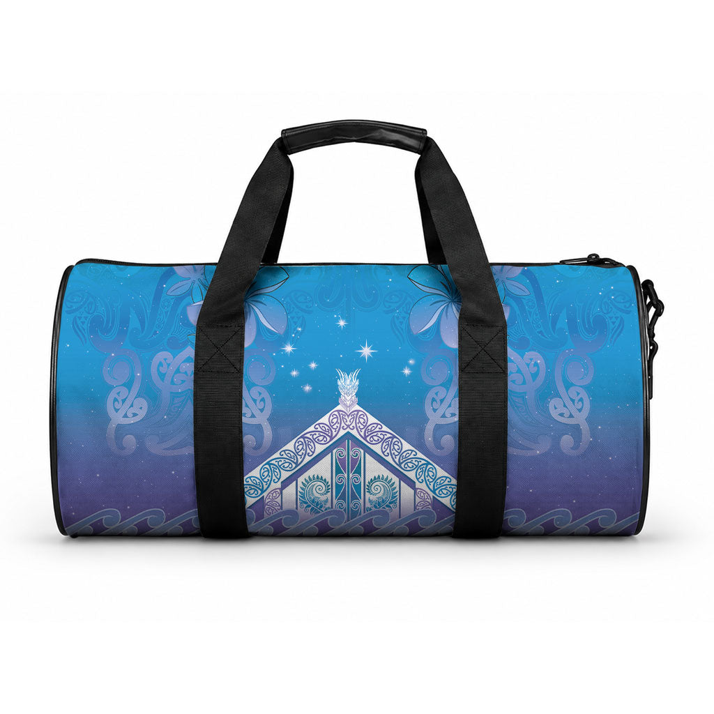New Zealand Matariki Duffle Bag Maori Marae Cyan Galaxy
