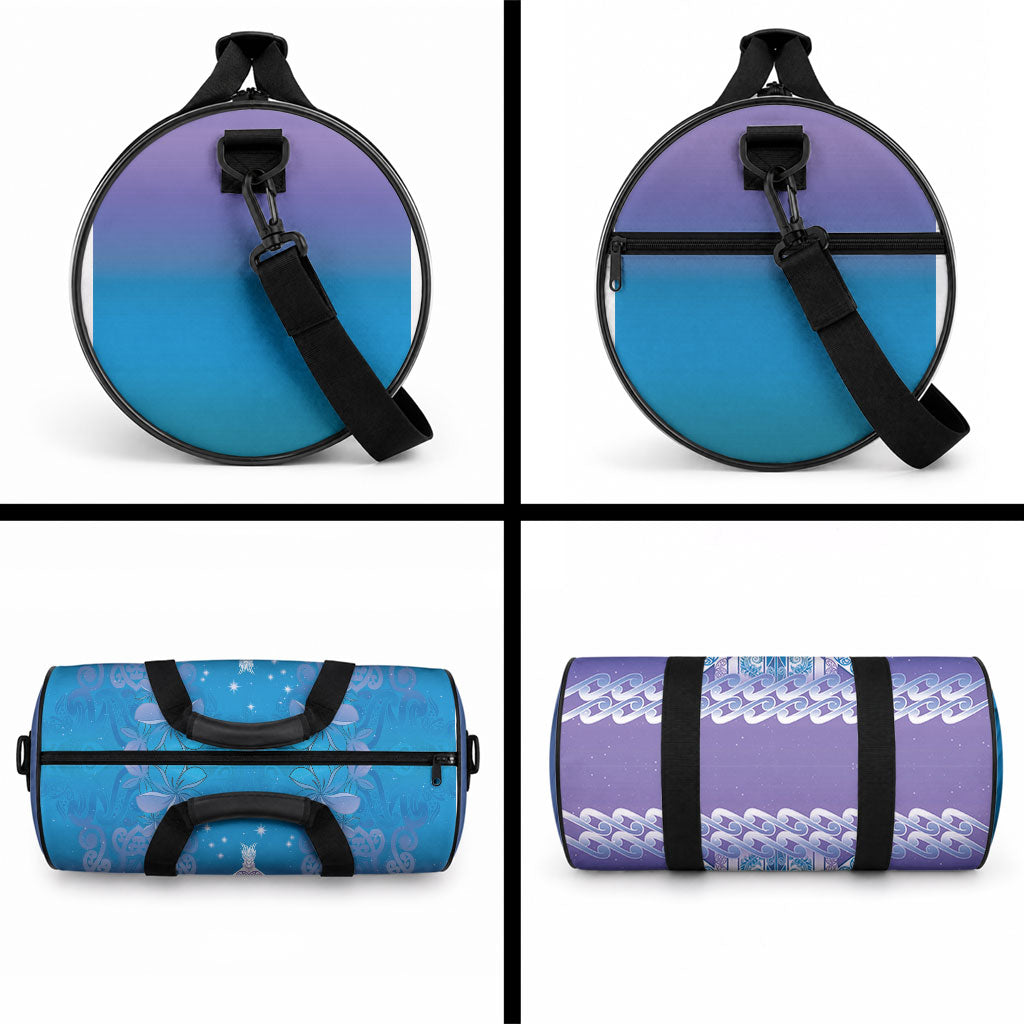 New Zealand Matariki Duffle Bag Maori Marae Cyan Galaxy