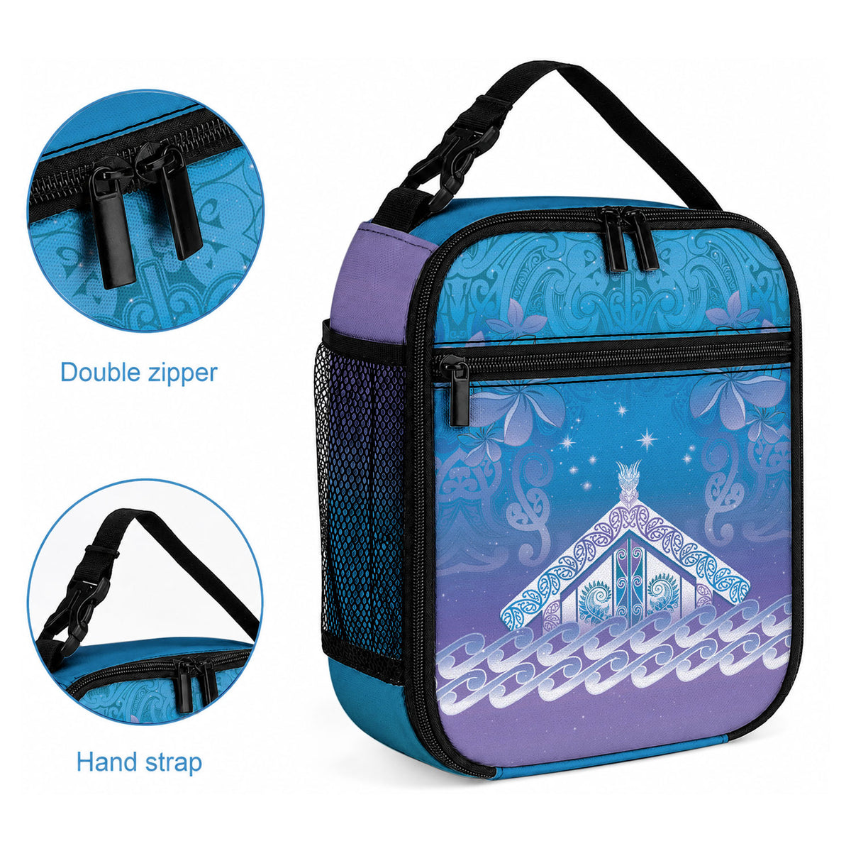 New Zealand Matariki Lunch Bag Maori Marae Cyan Galaxy