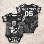 Custom New Zealand Maori Tiki Rugby Baby Onesie Go Aotearoa Maori Pattern