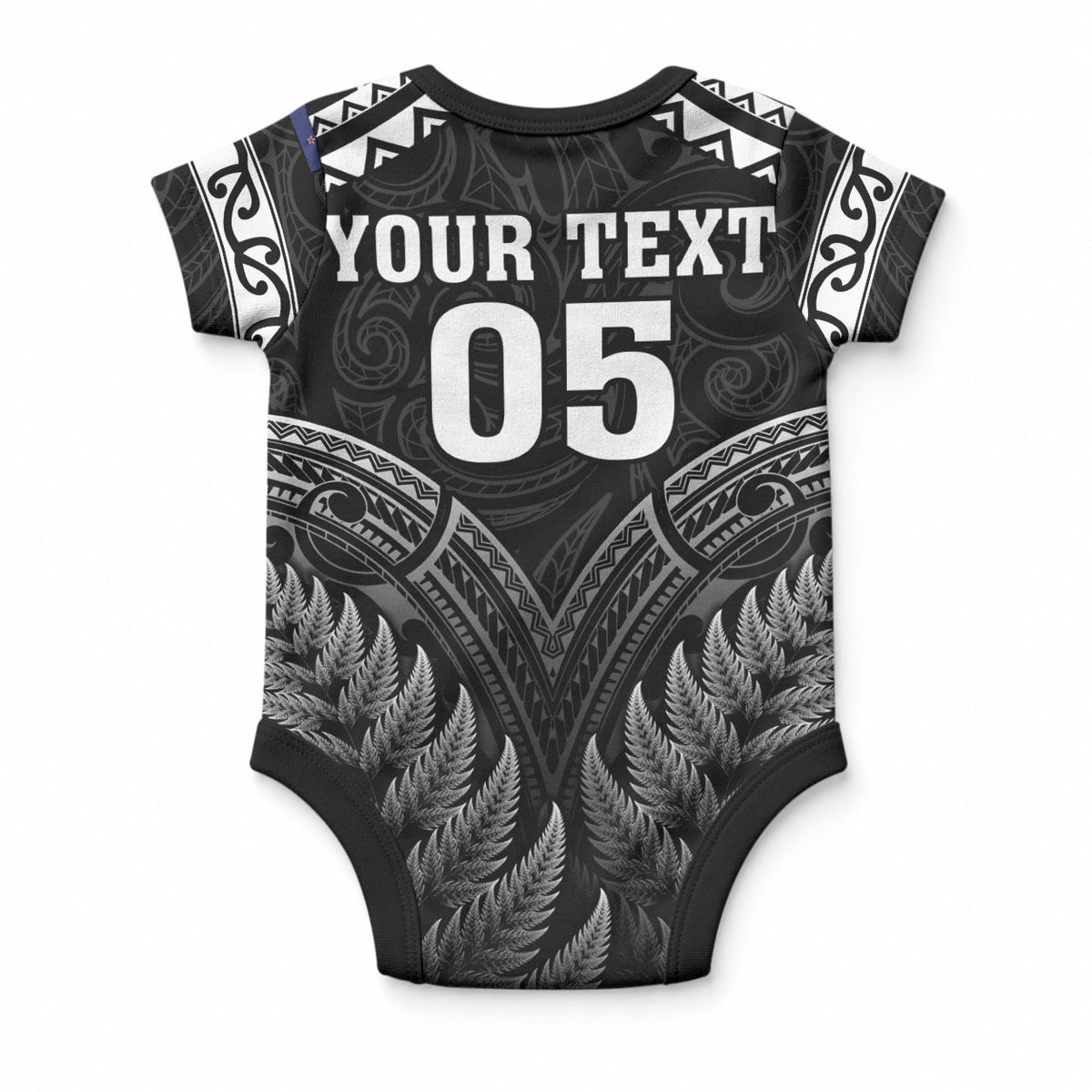 Custom New Zealand Maori Tiki Rugby Baby Onesie Go Aotearoa Maori Pattern