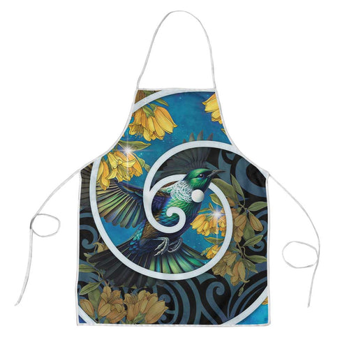 New Zealand Tui Bird Apron Maori Koru With Kowhai Flowers