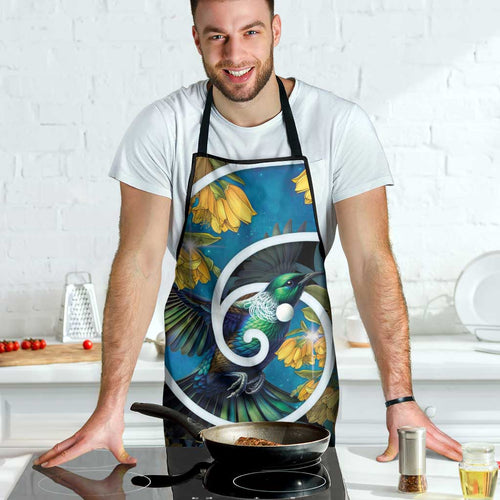 New Zealand Tui Bird Apron Maori Koru With Kowhai Flowers
