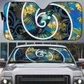 New Zealand Tui Bird Auto Sun Shade Maori Koru With Kowhai Flowers